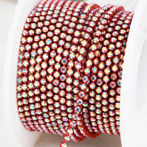 1 Yard SS6 Crystal AB Colourful Dark Red Metal Chain Rhinestone Banding